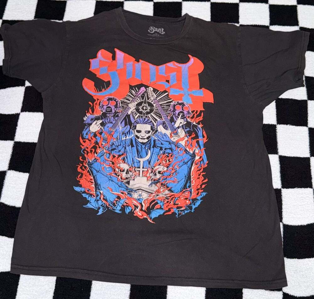 Ghost Cardinal Copia & Ghouls Band T-Shirt Black Graphic Rock Tee